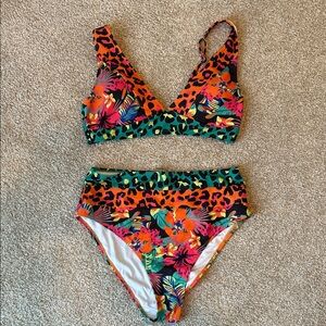 Tropical Leopard Print Bikini Set